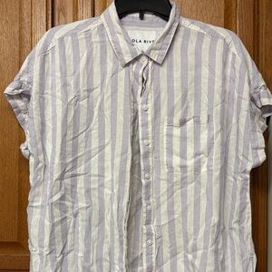 Lola Riva Women's Striped Button Down Shirt - purple